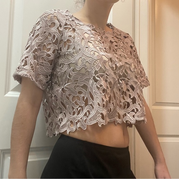 Cream lace crop top S - Picture 4 of 15